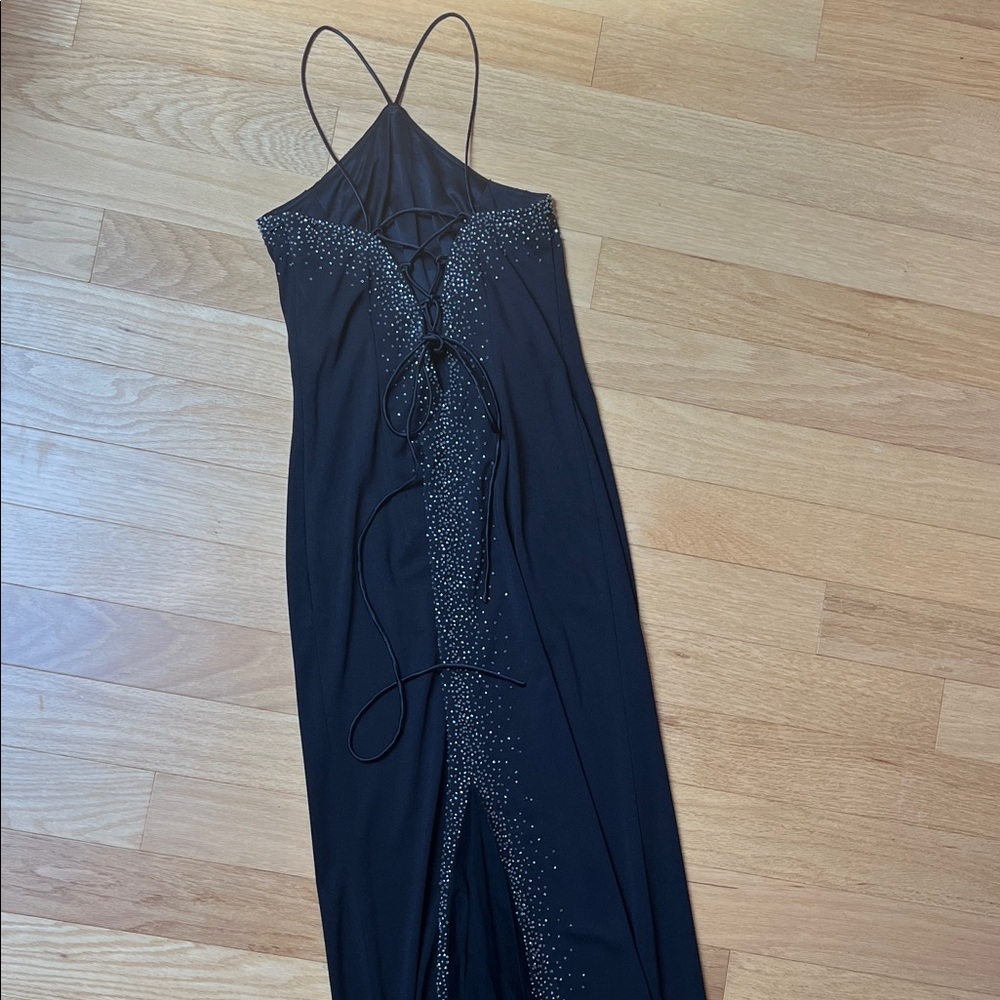Dave & Johnny Elegant Black Beaded Evening Dress